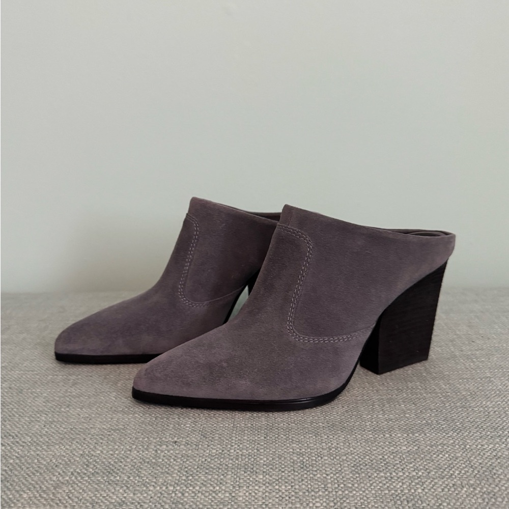 Donald J. Pliner Charcoal Suede Mules